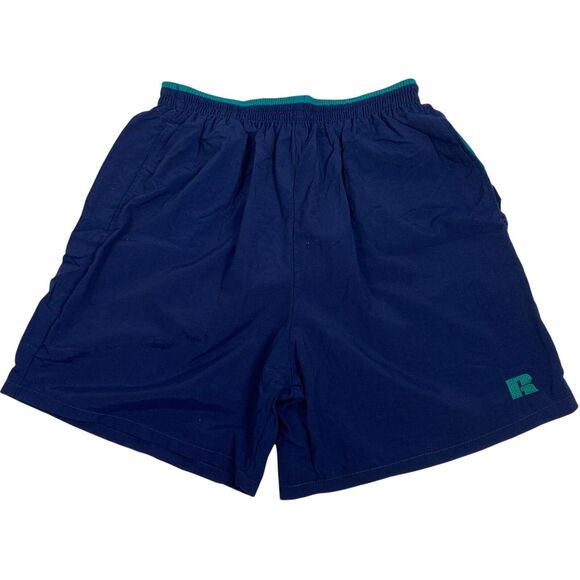Russell Athletic Large Swim Trunks Shorts Lined Navy Blue Elastic Waist Sports - Picture 1 of 5